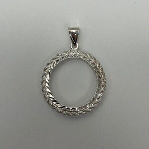 Sterling Silver 925 Coin Holder pendant with diamond cut borders